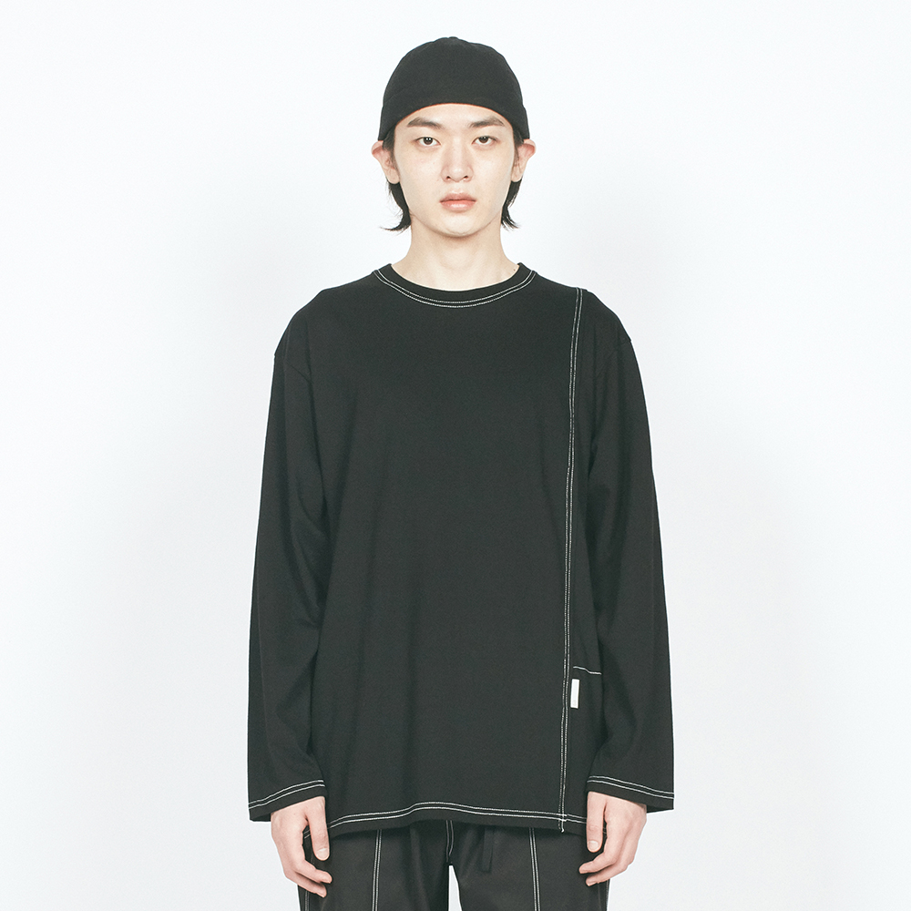 CTRS ST LABEL OVER L/S TEE BLA