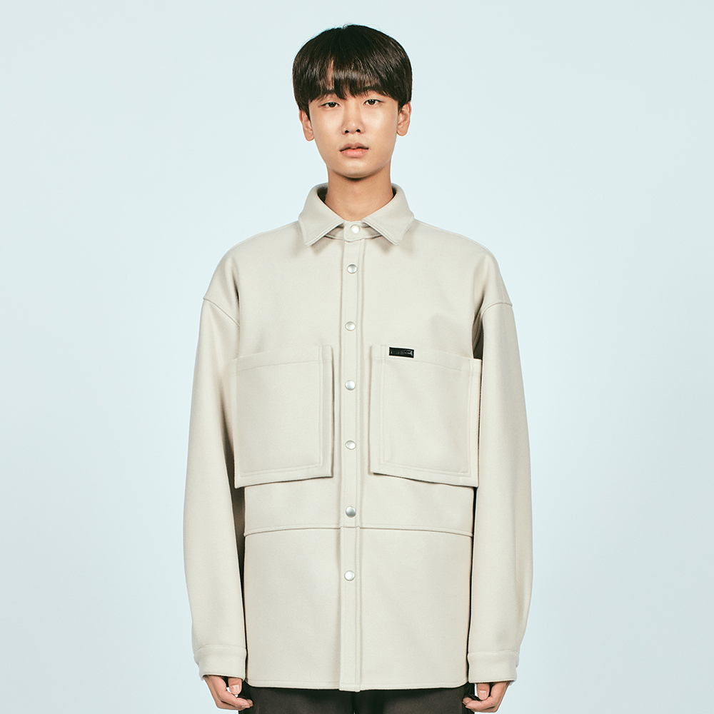 SNAP WOOL OVER SHIRTS IVORY